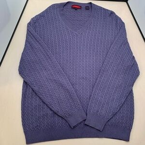 Austin Reed Sweater Adult Size L Purple London 100% Cotton Cable Knit Men